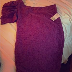 1 shoulder magenta dress